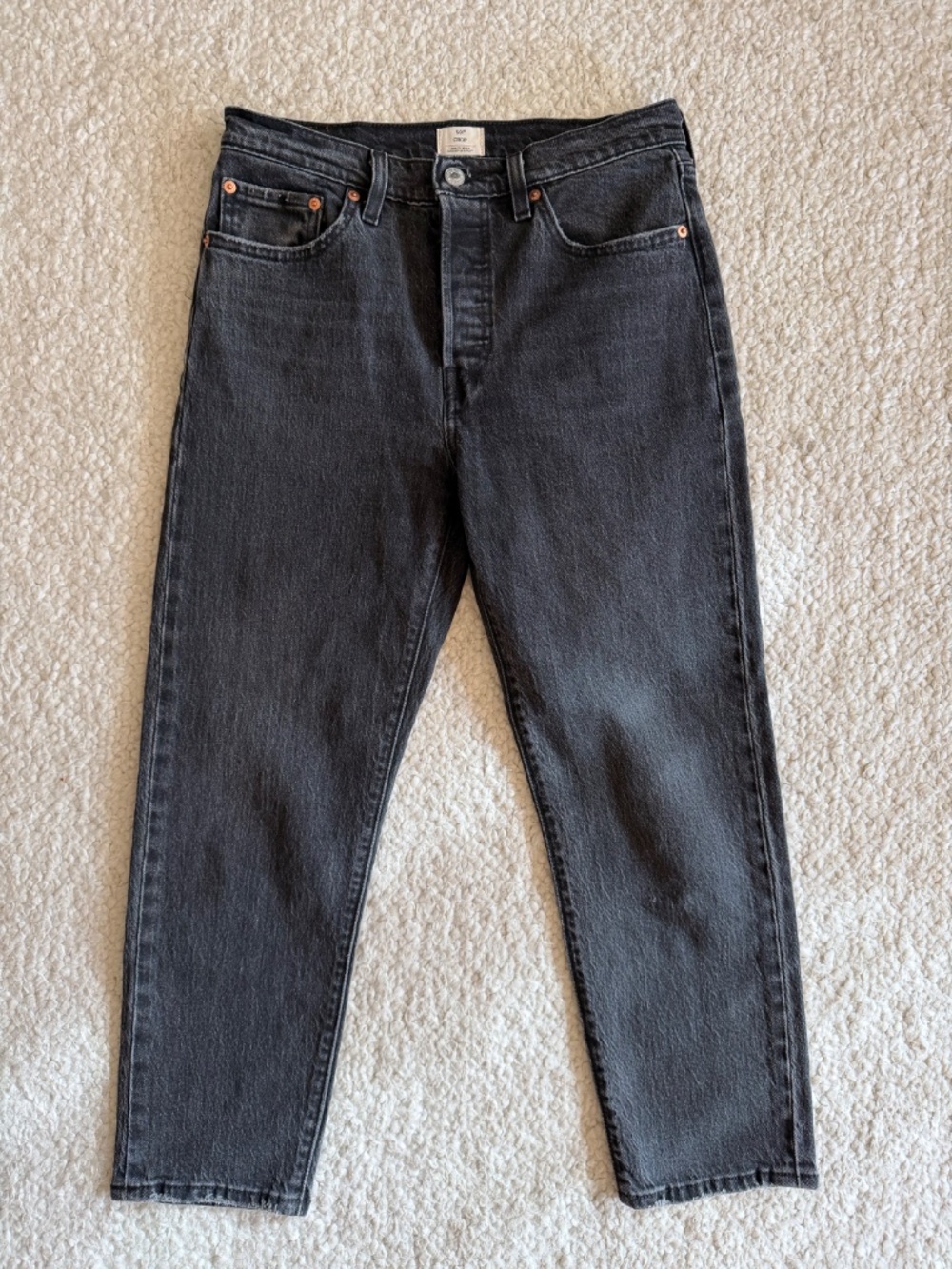 Levi's 501 Original High Rise Straight Cropped Jeans Black 28x26